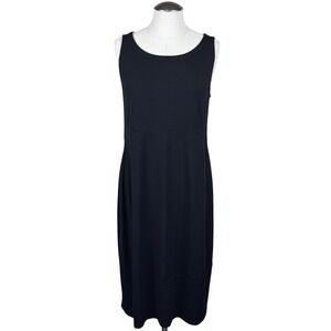 EILEEN FISHER Women's Black Sleeveless Midi Dress Cutout Back Size Medium‎